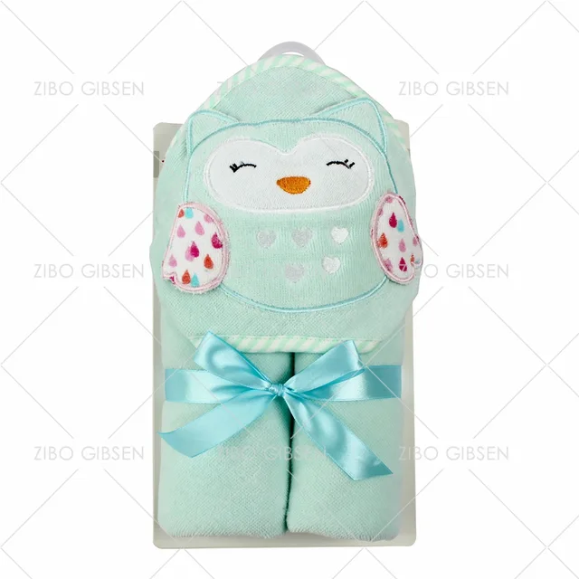 100% terry cotton animal design baby bath hooded towel