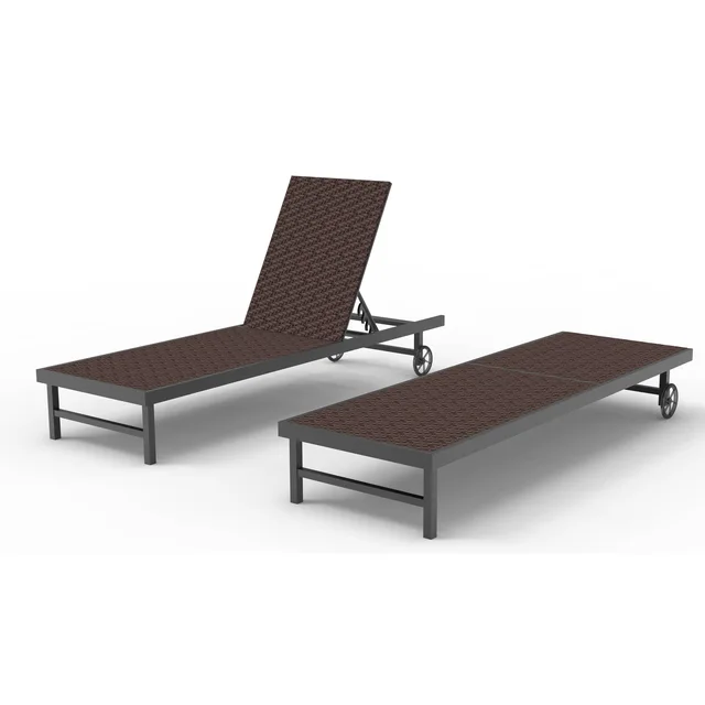 Steel wicker chaise lounge