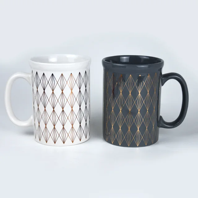 20oz Can Shape Mug with Gold Geometric Pattern