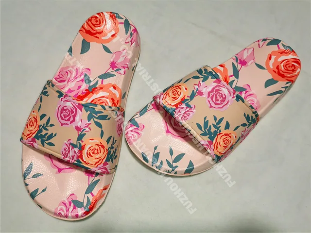 Flower printing insole lady slider slipper