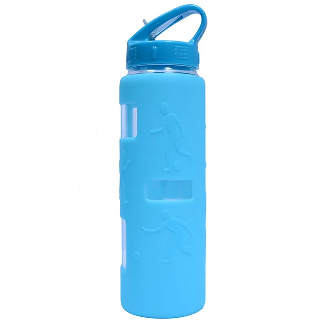 LFGB standard silicone glass water bottle
