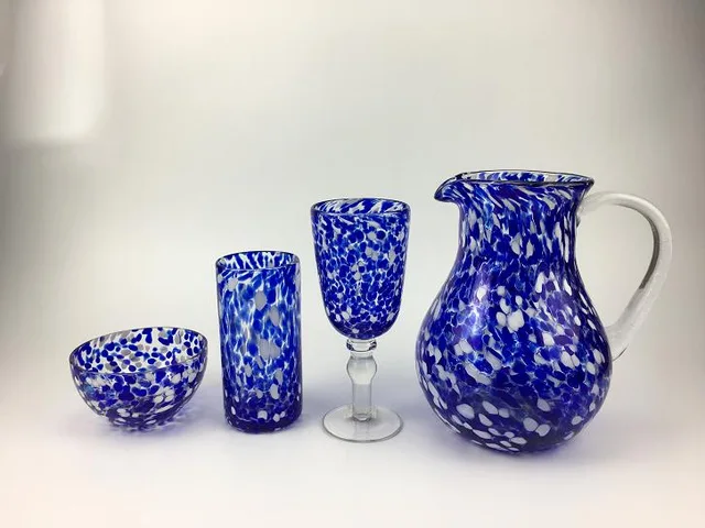 Water jugs and Goblets with Blue/White Dots