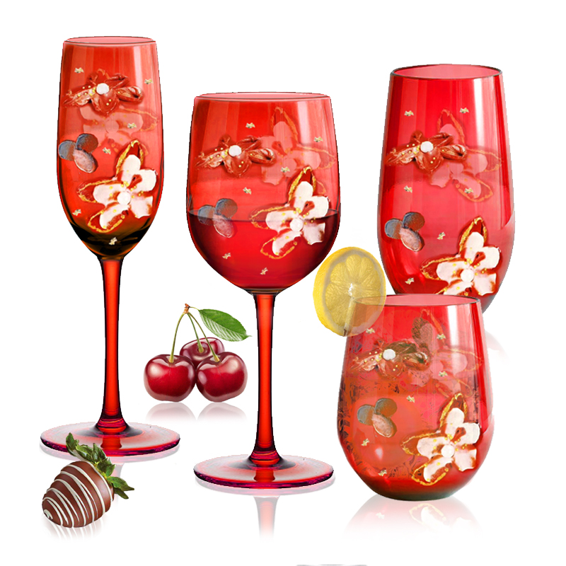 Classic Champagne Glasses with hand painting