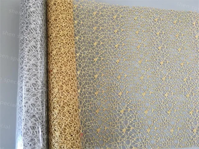 Christmas decoration fabric wrap fabric spider mesh with full glitter