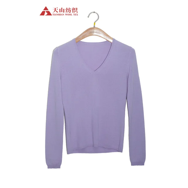 55% Silk 45% Cashmere Ladies' V-Neck Sweater