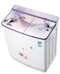 Double-barrel washing machine with glass cover