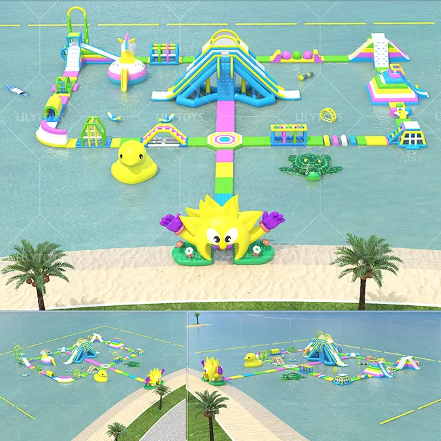 Summer crazy big floating aqua park, customized inflatable water park equipments, inflatable aqua park for sea and lake