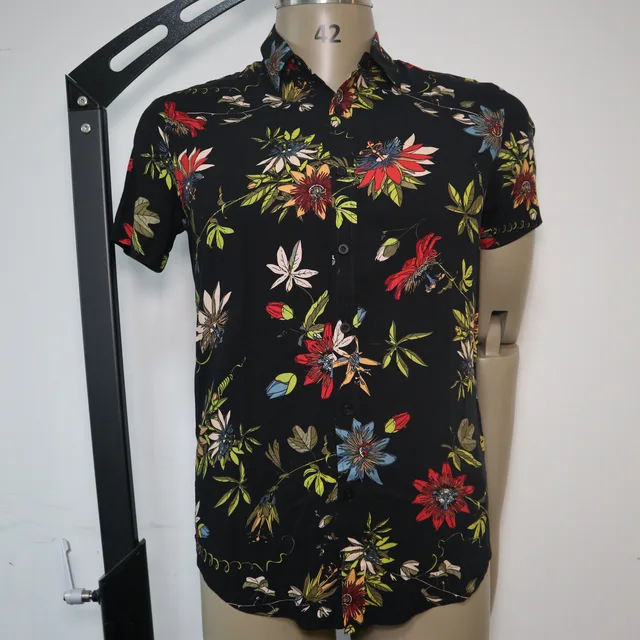 100%rayon men's print shirt