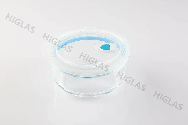 0.88L/0.6L/0.39L Round borosilicate glass air-tight food container with pp lid
