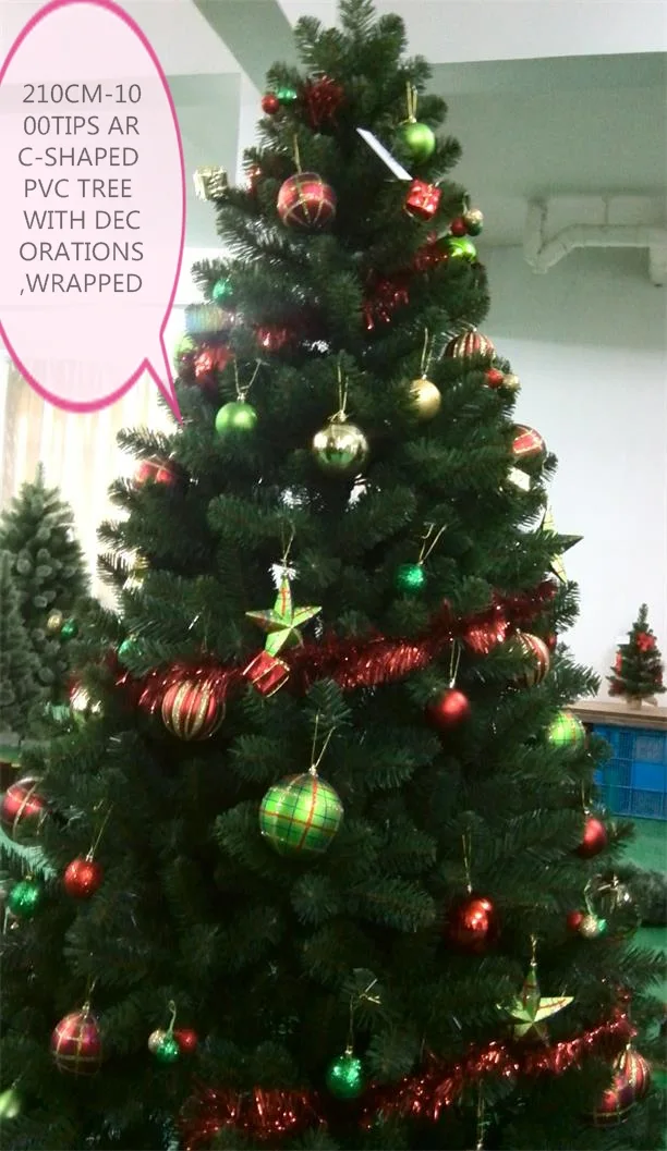 210cm-1000tips Arc-Shaped PVC Tree With Decorations,wrapped
