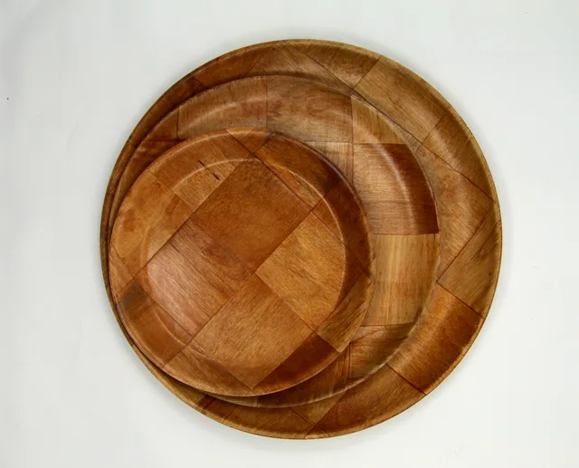 Round Wooden Tray Flat Rim