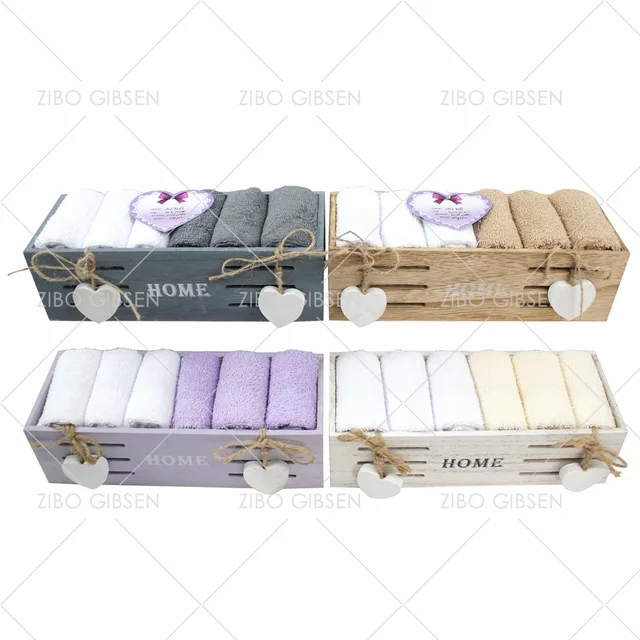 Cotton towel set with basket towel set gift towel set guest towel