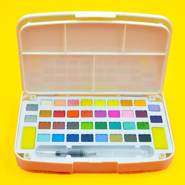 Solid paint OEM Brand Student Kid Art Portable Paint Set 36 Colors Cakes soild gouache Watercolor Paint Kit