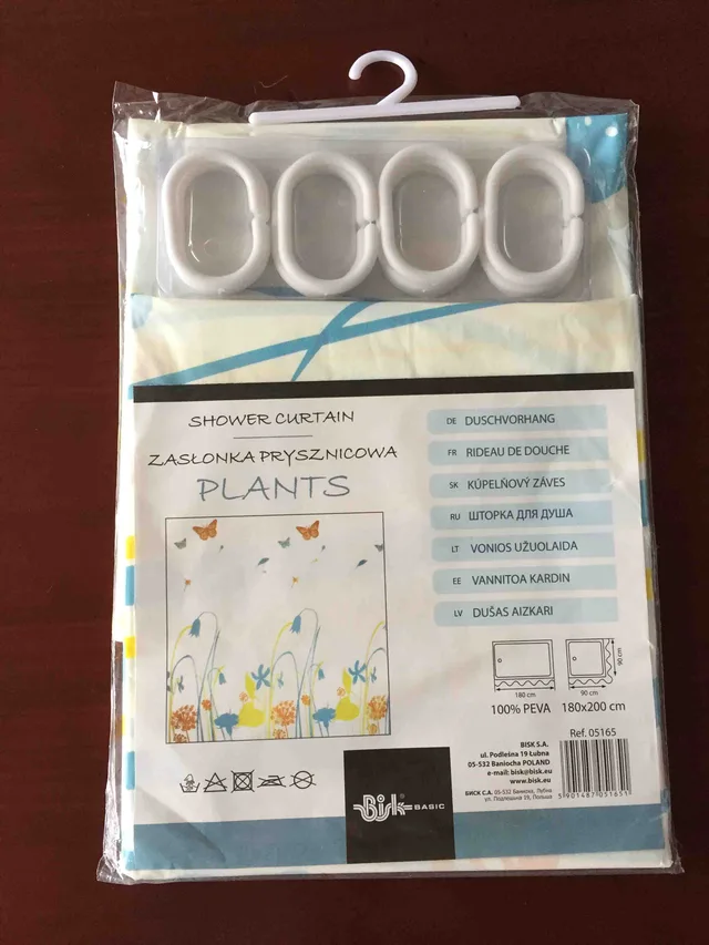 Good quality bathroom Printed design PEVA shower curtain with hooks