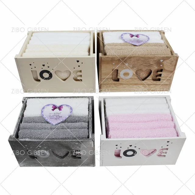 Cotton towel set with basket towel set gift towel set guest towel