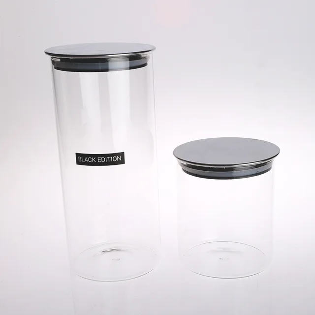 Heat-resistant glass canister with metal lid