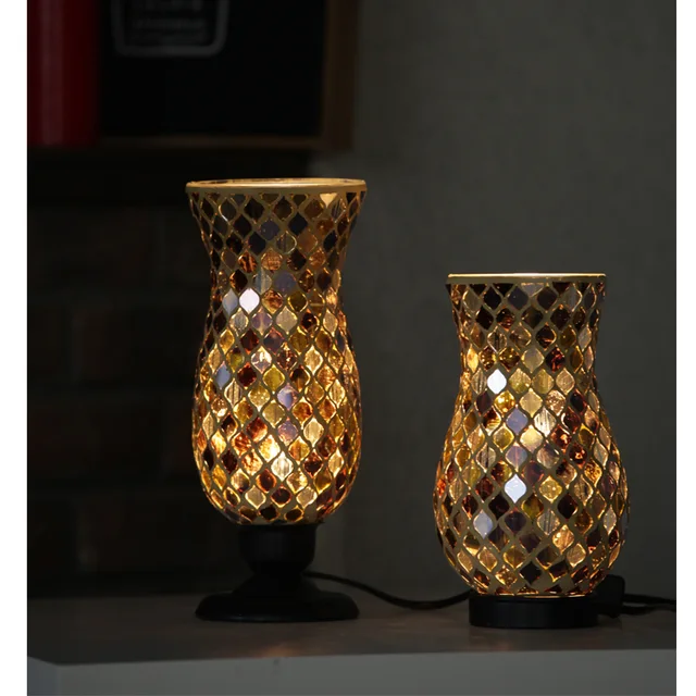 Mosaic glass vase table lamp for interior decoration