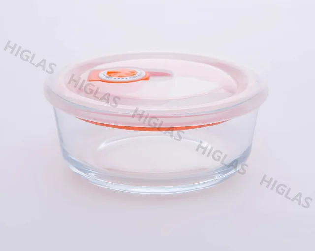 0.7L/0.5/0.3L Round borosilicate glass air-tight food container with pp lid
