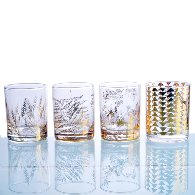 Golden decanter glass, whisky glasses
