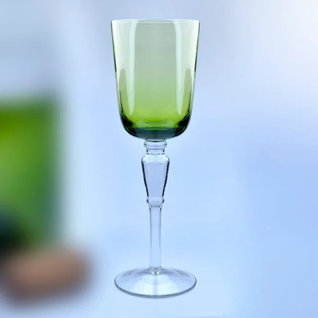 Green Solid Color Red Wine Glass with Long Stem