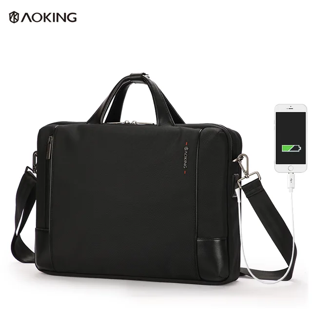 Aoking Anti-theft Dual USB Charging Business Briefcase Male Shoulder Bag