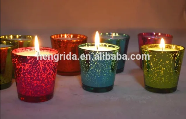 Metallic color glass votive candle holder for home deco and weddings