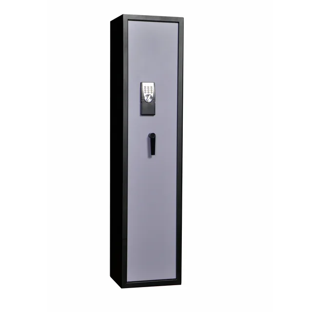 Electronic digital lock gun safe with L handle holding 5 rifle guns