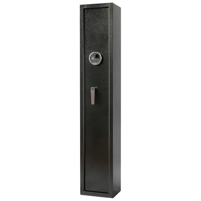 Electronic fingerprint gun safe with L handle holding 5 rifle guns