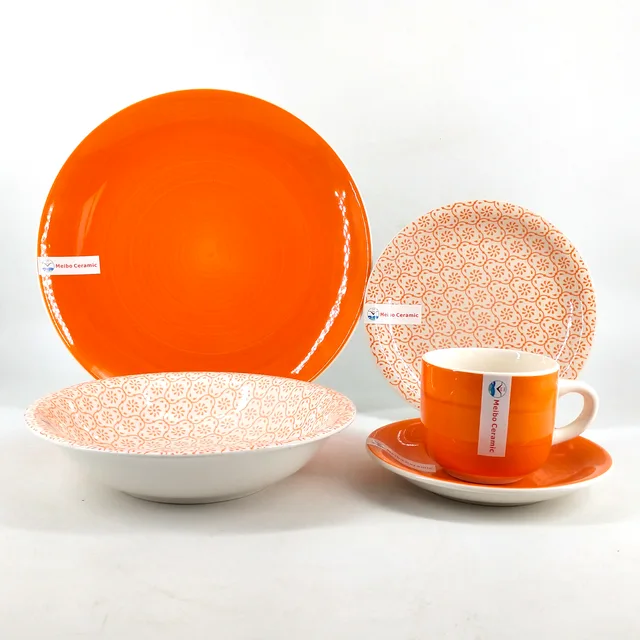 White stoneware sigle color pad painting ceramic 30pcs dinner set