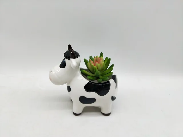 3D ceramic flower pot with fake plant