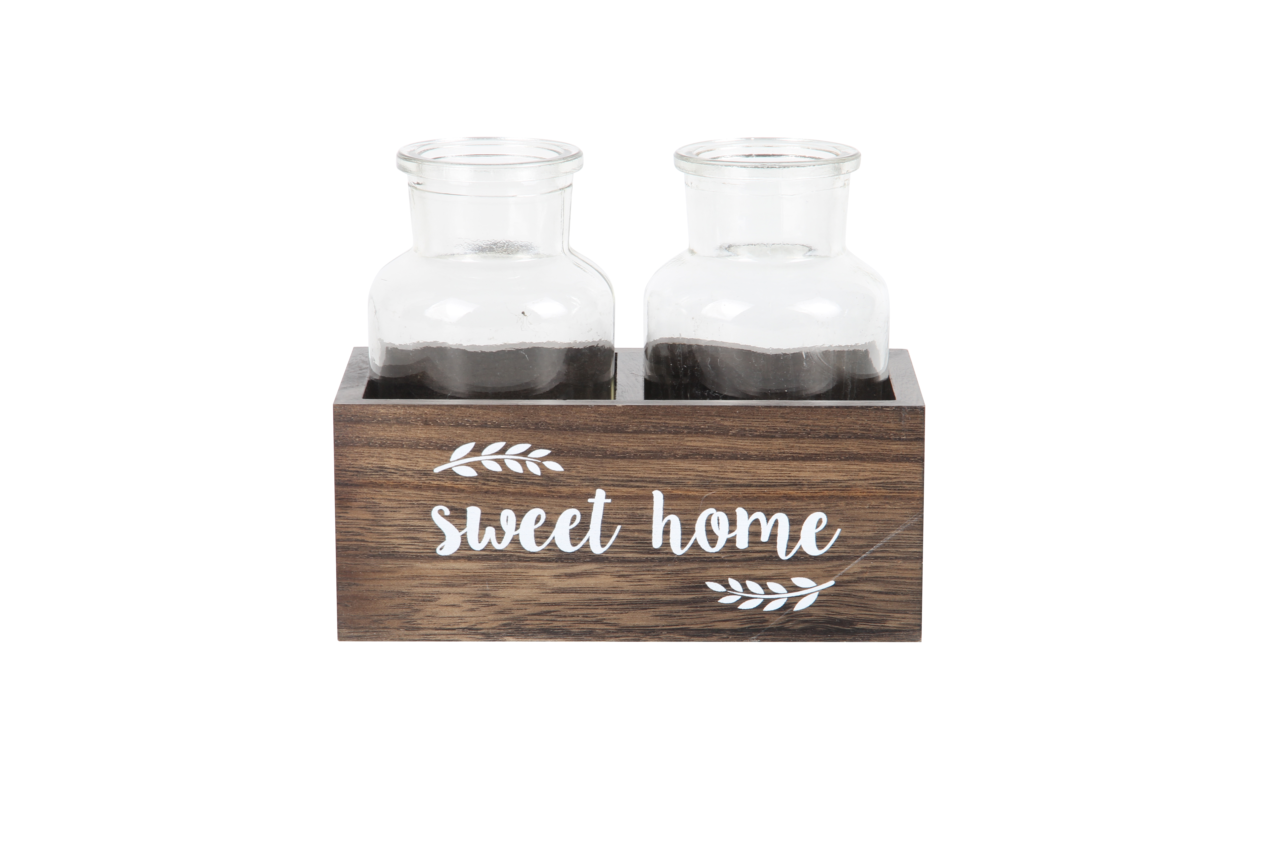 Jar vase with wood box