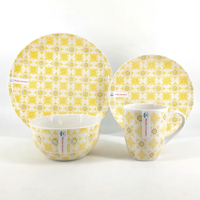 One side two color pad printing porcelain dinner set with color rim