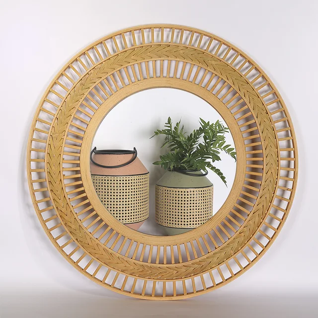 Bamboo weaving mirror