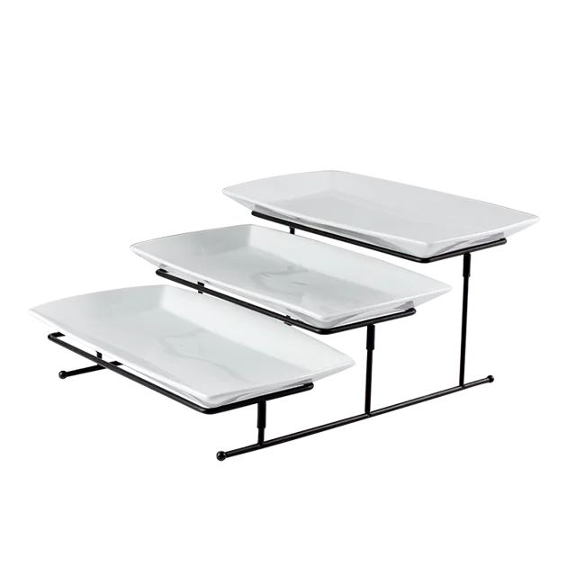 S/4 3pcs Rect Plate With Rack