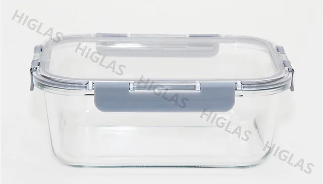 1.8l/1.3l/0.9l Rect. Borosilicate Glass High Food Container With Ms Lid