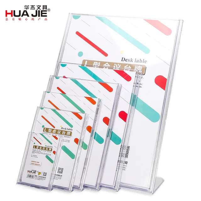 "L" shape display stand Desk Lable