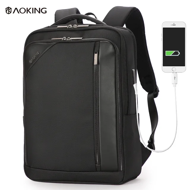 Aoking Male Dual USB Charging Large Capacity Business Travel Backpack