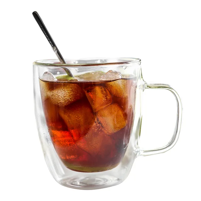 High borosilicate double wall glass cup for coffee drinking