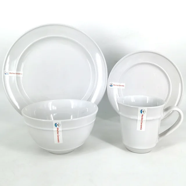 Stoneware solid color glazed embossed 16pc dinner set