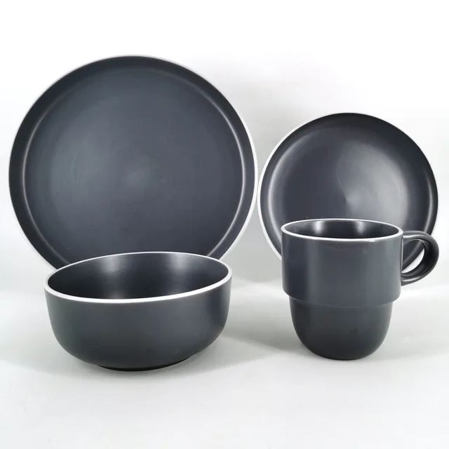 Stoneware solid color glazed 16pcs dinner set