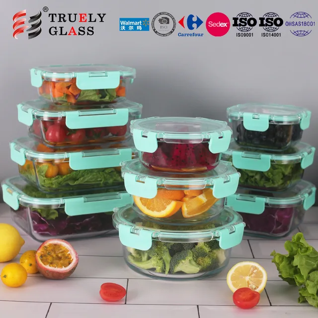 320ML 640ML 1000ML 1L Heatable Borosilicate Meal Prep Storage Glass Food Container / Lunch Box with MS lid