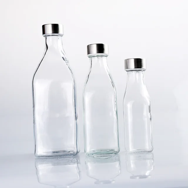 Glass bottle with iron lid