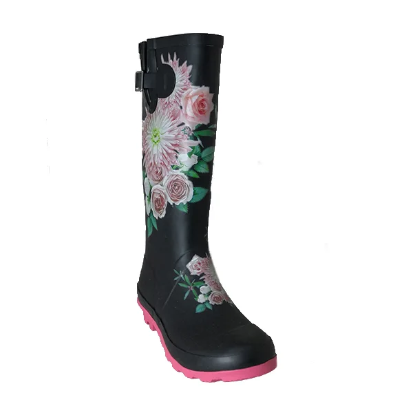 Flower rubber rain boots