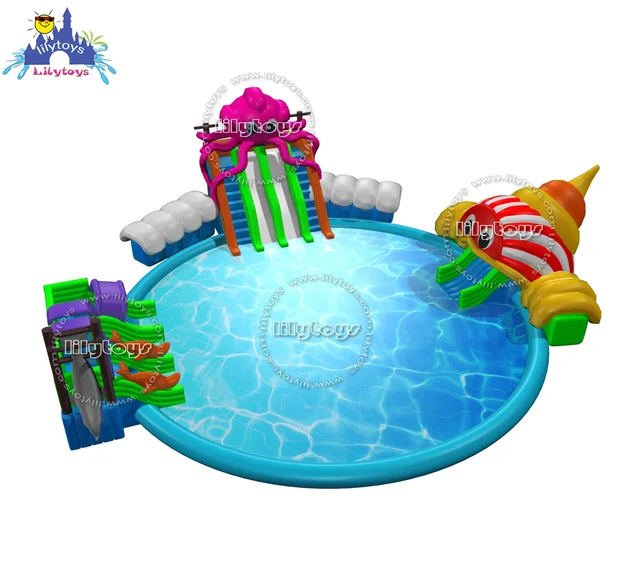 Outdoor inflatable water slide pool，inflatable ground water park