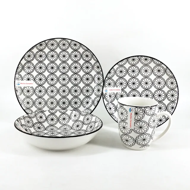 16pc porcelain dinner set inside pad printing