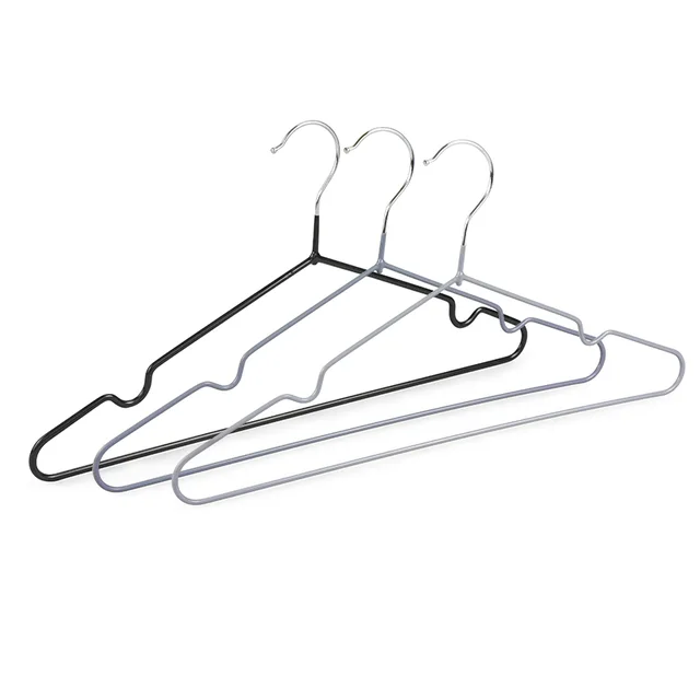 Black &Grey PVC coated laundry metal Wire Cloth Hangers with Notches