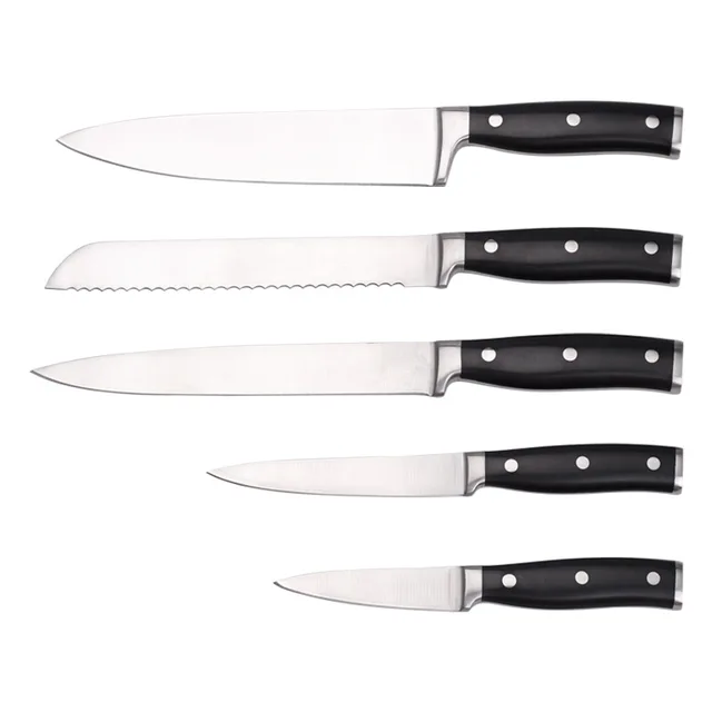 5pcs forged handle knife set with acrylic block