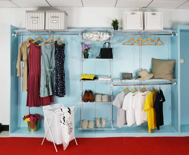 Clever closet set Metal Wall Shelving System Wardrobe Shelves Hanging Wire