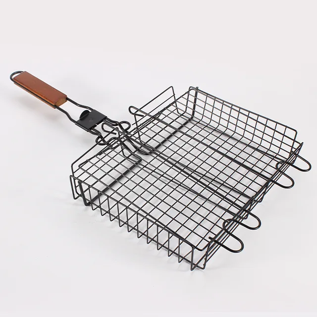 Non-stick bbq grill basket multi function bbq grill fire basket stainless steel bbq grill basket
