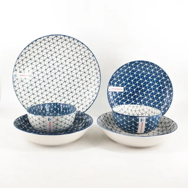 Best selling pad printing porcelain dinner set with color rim